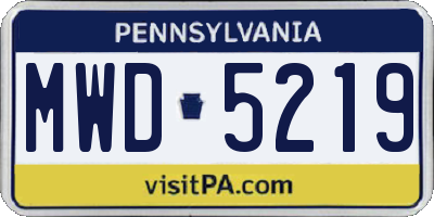 PA license plate MWD5219