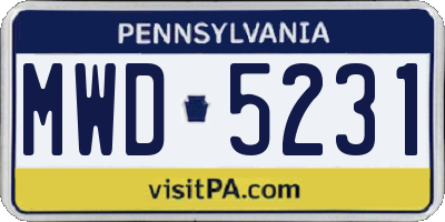 PA license plate MWD5231