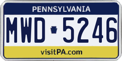 PA license plate MWD5246