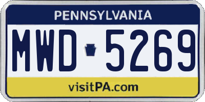 PA license plate MWD5269