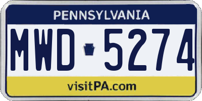 PA license plate MWD5274