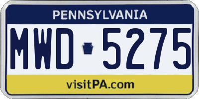 PA license plate MWD5275