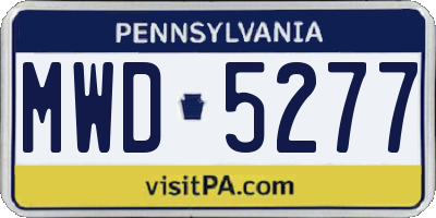 PA license plate MWD5277