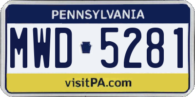 PA license plate MWD5281
