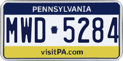 PA license plate MWD5284