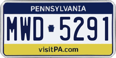 PA license plate MWD5291