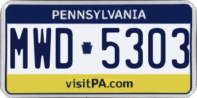PA license plate MWD5303