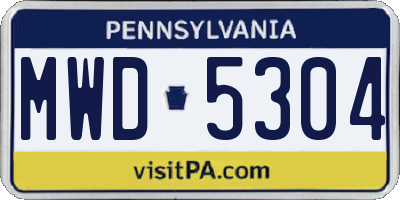 PA license plate MWD5304