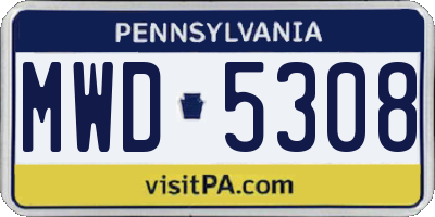 PA license plate MWD5308