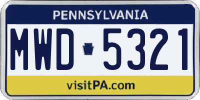 PA license plate MWD5321