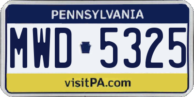 PA license plate MWD5325