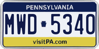 PA license plate MWD5340