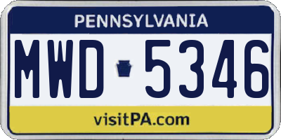 PA license plate MWD5346
