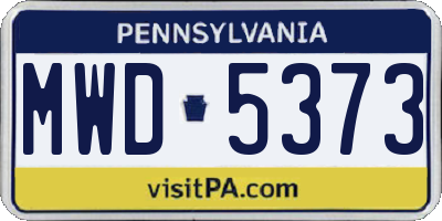 PA license plate MWD5373