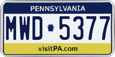 PA license plate MWD5377