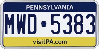 PA license plate MWD5383