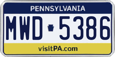 PA license plate MWD5386