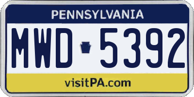 PA license plate MWD5392