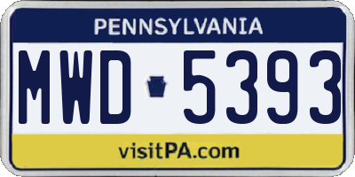 PA license plate MWD5393