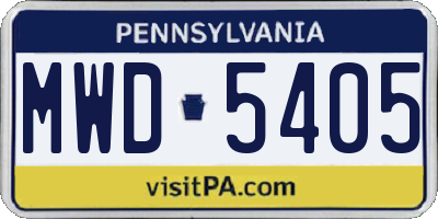 PA license plate MWD5405