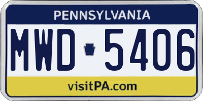 PA license plate MWD5406