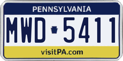 PA license plate MWD5411
