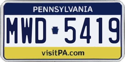 PA license plate MWD5419