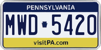 PA license plate MWD5420