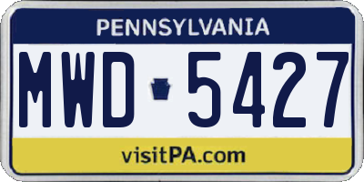 PA license plate MWD5427