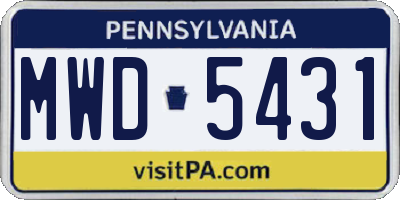 PA license plate MWD5431