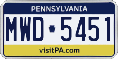 PA license plate MWD5451
