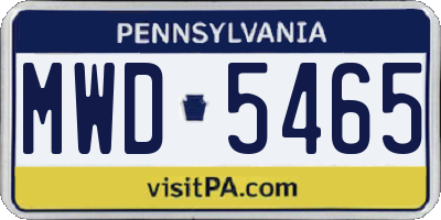 PA license plate MWD5465