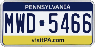 PA license plate MWD5466