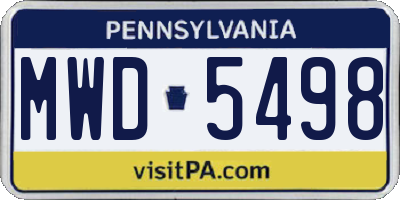 PA license plate MWD5498