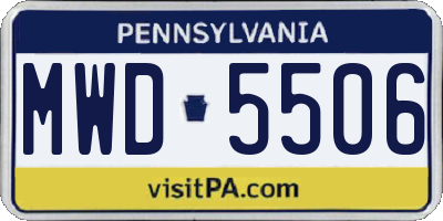 PA license plate MWD5506