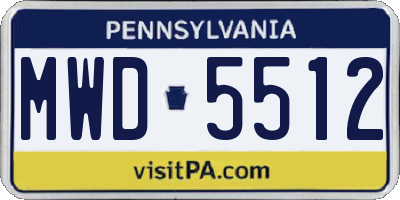 PA license plate MWD5512