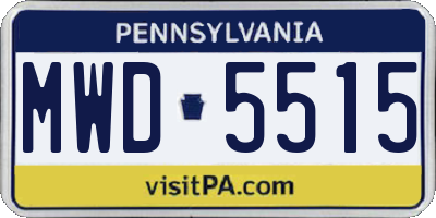 PA license plate MWD5515