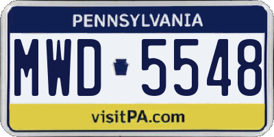 PA license plate MWD5548