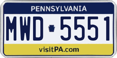 PA license plate MWD5551