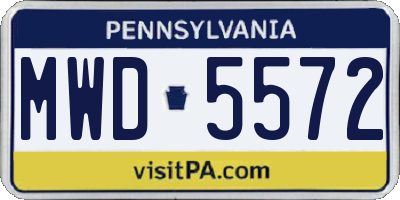 PA license plate MWD5572