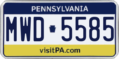 PA license plate MWD5585