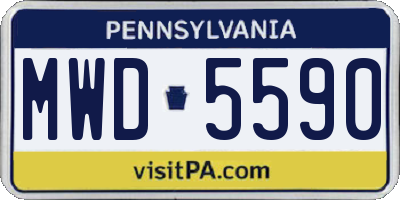PA license plate MWD5590