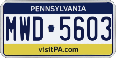 PA license plate MWD5603