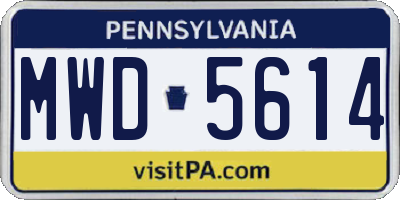 PA license plate MWD5614