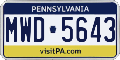 PA license plate MWD5643