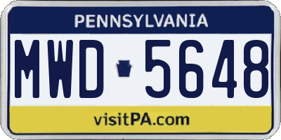 PA license plate MWD5648