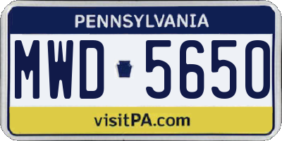 PA license plate MWD5650