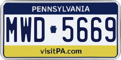 PA license plate MWD5669