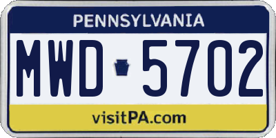 PA license plate MWD5702