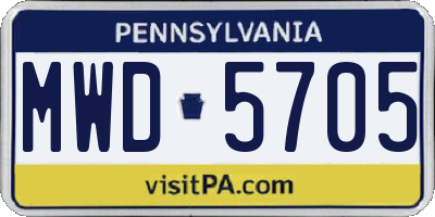 PA license plate MWD5705
